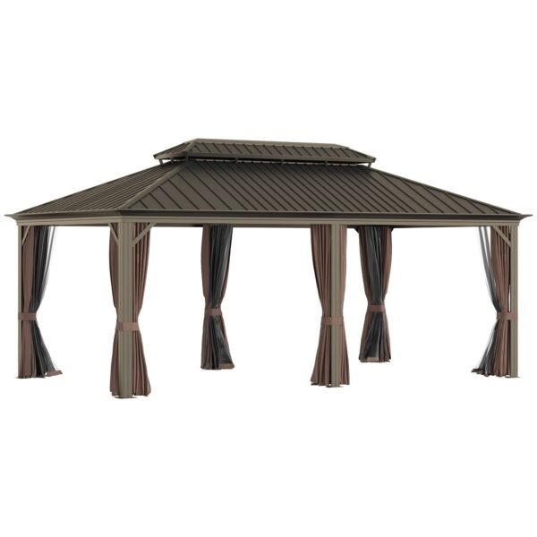 Sunmthink 12×20 ft Hardtop Gazebo with Double Roof, Steel and Aluminum Construction, Large Gazebo for Parties and Outdoors